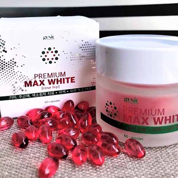 Viên uống trắng da Genie Premium Max White màu đỏ 